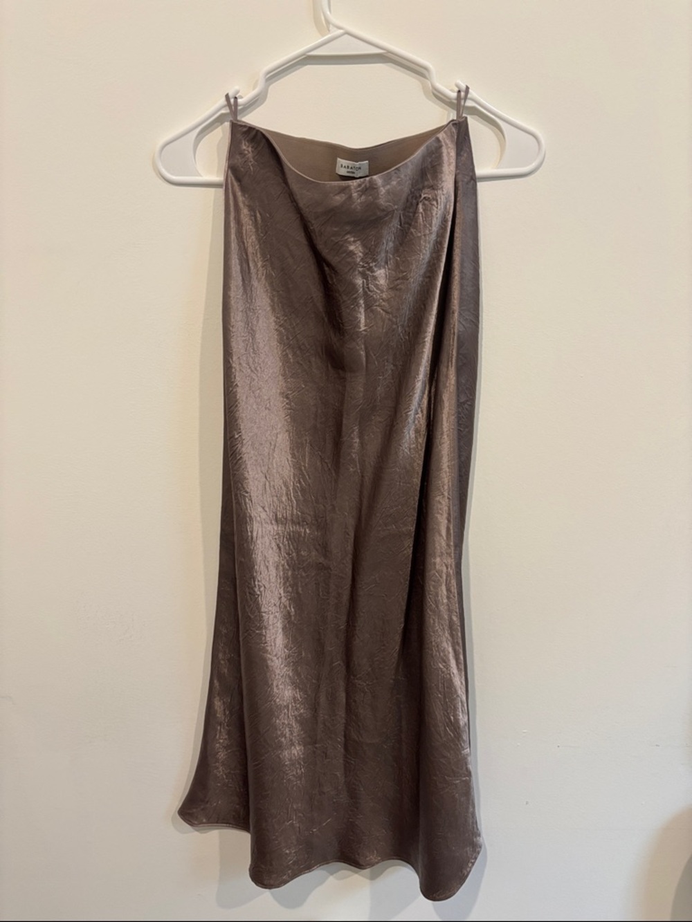 Aritzia Babaton Satin Slip Skirt Nomad Taupe - 0